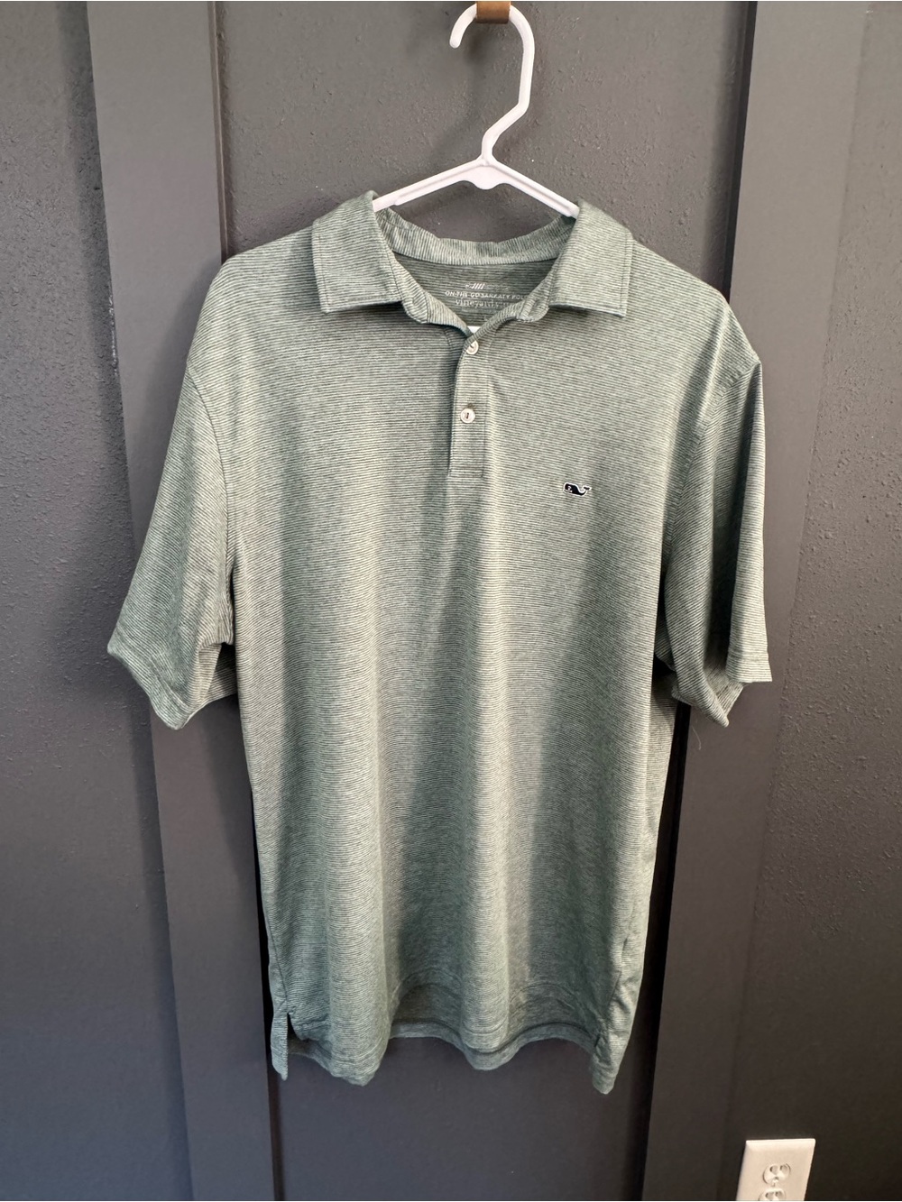 Vineyard Vines Men's Heather Sage Green On the Go Sankaty Polo Large
